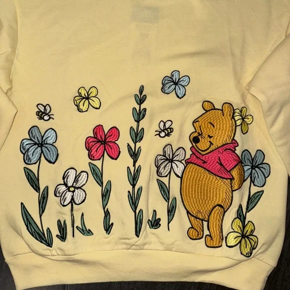 Disney Winnie the Pooh Yellow Floral Crewneck Sweatshirt - Picture 2 of 12